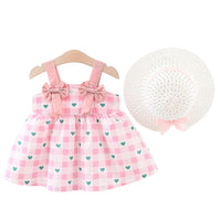 Load image into Gallery viewer, Baby Girls Love heart Checked Bow Dresses Wholesale 220330647
