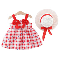 Load image into Gallery viewer, Baby Girls Love heart Checked Bow Dresses Wholesale 220330647
