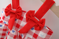 Load image into Gallery viewer, Baby Girls Love heart Checked Bow Dresses Wholesale 220330647
