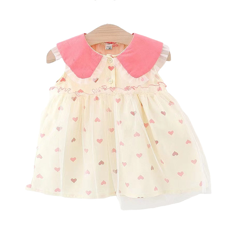Baby Kid Girls Love heart Print Valentine's Day Dresses Wholesale 220330649