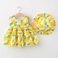 Load image into Gallery viewer, Baby Girls Flower Print Dresses And Accessories Hats Wholesale 220330658
