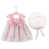 Load image into Gallery viewer, Baby Girls Flower Bow Print Dresses Wholesale 220330667
