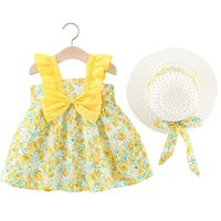 Load image into Gallery viewer, Baby Girls Flower Bow Print Dresses Wholesale 220330667
