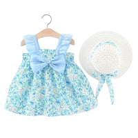 Load image into Gallery viewer, Baby Girls Flower Bow Print Dresses Wholesale 220330667
