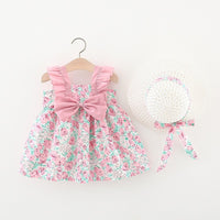 Load image into Gallery viewer, Baby Girls Flower Bow Print Dresses Wholesale 220330667
