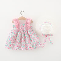 Load image into Gallery viewer, Baby Girls Flower Bow Print Dresses Wholesale 220330667
