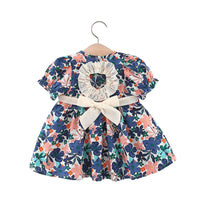 Load image into Gallery viewer, Baby Girls Flower Bow Print Dresses Wholesale 220330669
