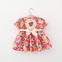 Load image into Gallery viewer, Baby Girls Flower Bow Print Dresses Wholesale 220330669
