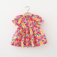 Load image into Gallery viewer, Baby Girls Flower Bow Print Dresses Wholesale 220330669
