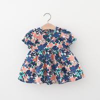 Load image into Gallery viewer, Baby Girls Flower Bow Print Dresses Wholesale 220330669
