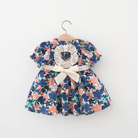 Load image into Gallery viewer, Baby Girls Flower Bow Print Dresses Wholesale 220330669
