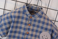 Load image into Gallery viewer, 2 Pieces Set Baby Kid Boys Checked Expression Embroidered Shirts And Solid Color Pants Wholesale 22033067

