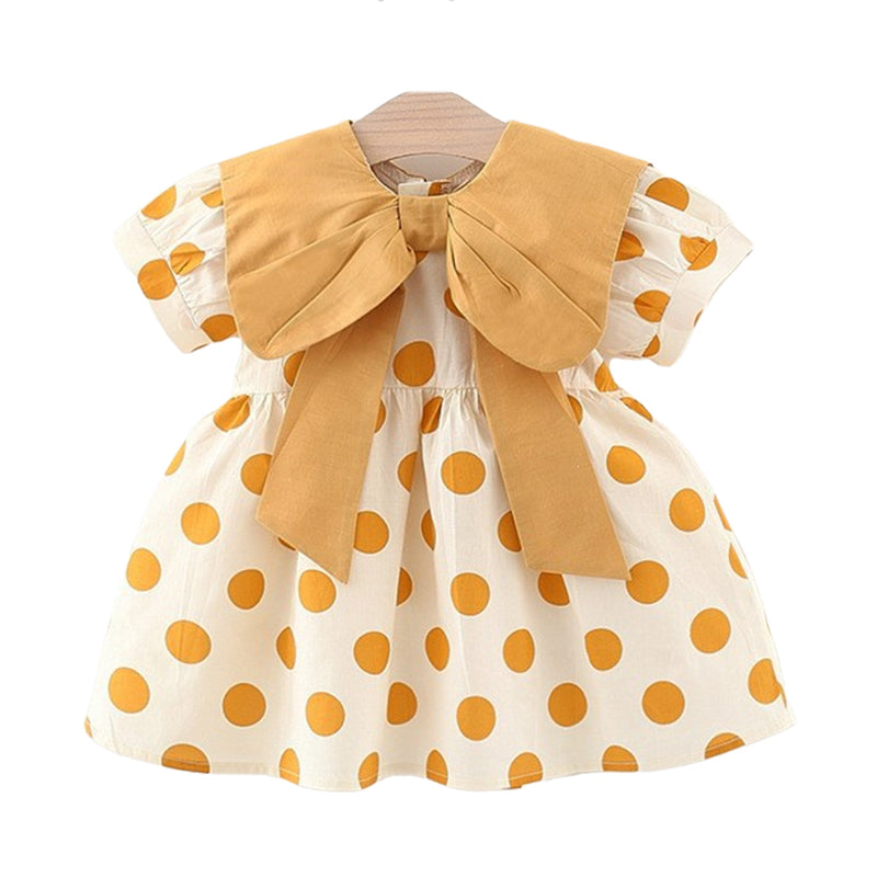 Baby Girls Polka dots Bow Print Dresses Wholesale 220330691