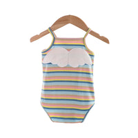 Load image into Gallery viewer, Baby Unisex Striped Flower Muslin&amp;Ribbed Rompers Wholesale 220330721
