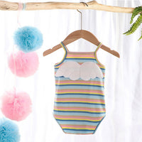 Load image into Gallery viewer, Baby Unisex Striped Flower Muslin&amp;Ribbed Rompers Wholesale 220330721
