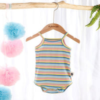 Load image into Gallery viewer, Baby Unisex Striped Flower Muslin&amp;Ribbed Rompers Wholesale 220330721
