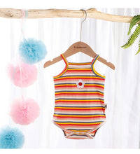 Load image into Gallery viewer, Baby Unisex Striped Flower Muslin&amp;Ribbed Rompers Wholesale 220330721
