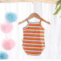 Load image into Gallery viewer, Baby Unisex Striped Flower Muslin&amp;Ribbed Rompers Wholesale 220330721
