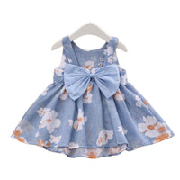 Load image into Gallery viewer, Baby Kid Girls Flower Bow Print Dresses And Hats Wholesale 22033078
