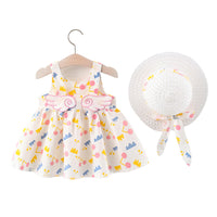 Load image into Gallery viewer, Baby Kid Girls Flower Polka dots Wings Print Dresses And Hats Wholesale 22033090
