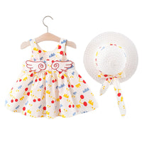 Load image into Gallery viewer, Baby Kid Girls Flower Polka dots Wings Print Dresses And Hats Wholesale 22033090
