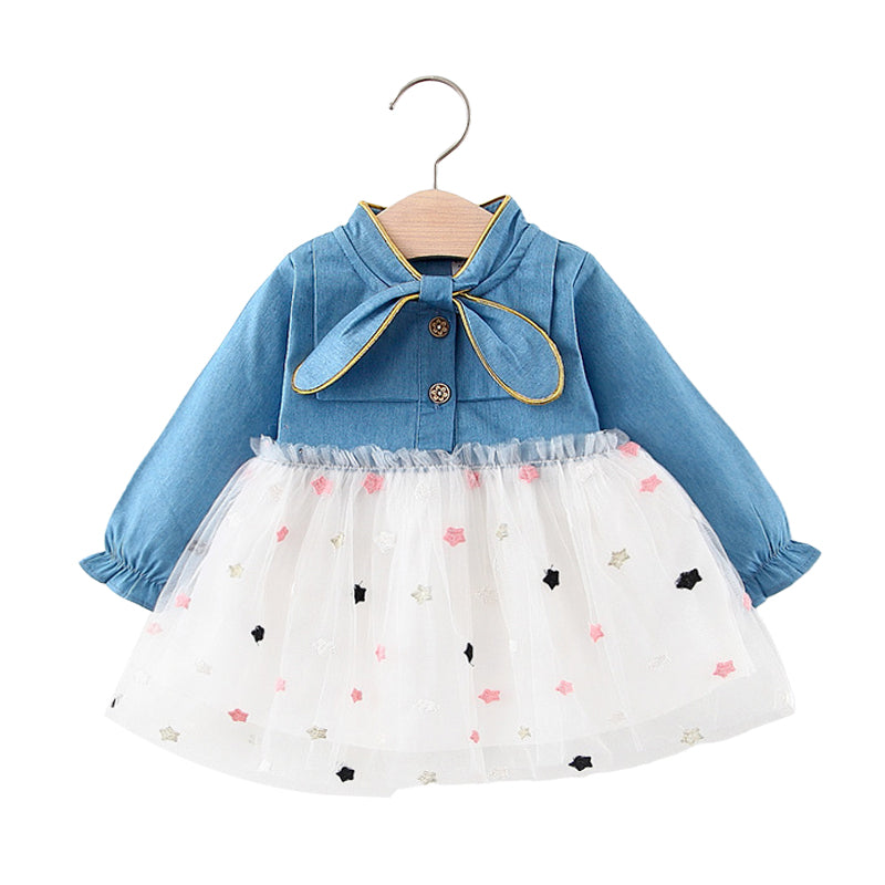 Baby Kid Girls Color-blocking Star Lace Dresses Wholesale 22033092