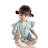 Load image into Gallery viewer, Baby Girls Solid Color Flower Rompers Wholesale 22033096
