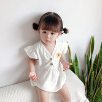 Load image into Gallery viewer, Baby Girls Solid Color Flower Rompers Wholesale 22033096
