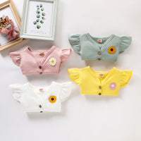 Load image into Gallery viewer, Baby Girls Solid Color Flower Rompers Wholesale 22033096
