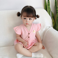 Load image into Gallery viewer, Baby Girls Solid Color Flower Rompers Wholesale 22033096
