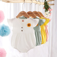 Load image into Gallery viewer, Baby Girls Solid Color Flower Rompers Wholesale 22033096
