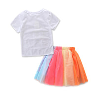 Load image into Gallery viewer, 2 Pieces Set Baby Kid Girls Birthday Letters Tops And Ribbon Skirts Wholesale 22040205
