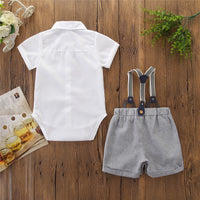 Load image into Gallery viewer, 2 Pieces Set Baby Boys Bow Rompers And Solid Color Pants Wholesale 220402106
