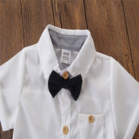 Load image into Gallery viewer, 2 Pieces Set Baby Boys Bow Rompers And Solid Color Pants Wholesale 220402106
