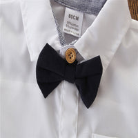 Load image into Gallery viewer, 2 Pieces Set Baby Boys Bow Rompers And Solid Color Pants Wholesale 220402106
