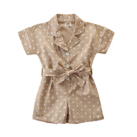 Load image into Gallery viewer, Kid Girls Polka dots Ribbon Print Rompers And Solid Color Dresses Wholesale 220402120
