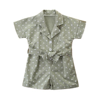 Load image into Gallery viewer, Kid Girls Polka dots Ribbon Print Rompers And Solid Color Dresses Wholesale 220402120
