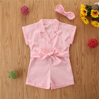 Load image into Gallery viewer, Kid Girls Polka dots Ribbon Print Rompers And Solid Color Dresses Wholesale 220402120
