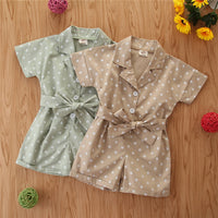 Load image into Gallery viewer, Kid Girls Polka dots Ribbon Print Rompers And Solid Color Dresses Wholesale 220402120
