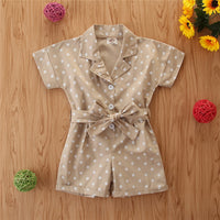 Load image into Gallery viewer, Kid Girls Polka dots Ribbon Print Rompers And Solid Color Dresses Wholesale 220402120
