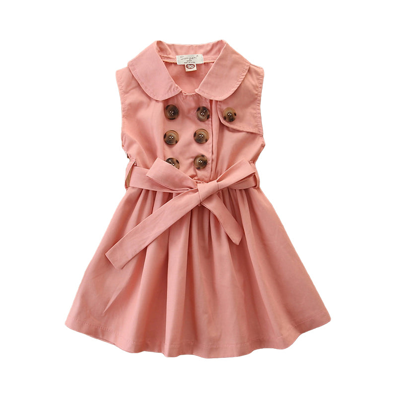 Baby Kid Girls Solid Color Ribbon Dresses Wholesale 220402147