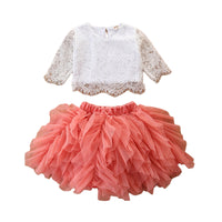 Load image into Gallery viewer, 2 Pieces Set Baby Kid Girls Lace Tops And Solid Color Mesh Skirts Wholesale 220402148
