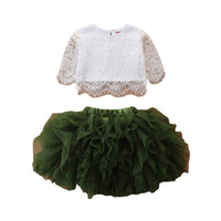 Load image into Gallery viewer, 2 Pieces Set Baby Kid Girls Lace Tops And Solid Color Mesh Skirts Wholesale 220402148
