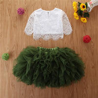 Load image into Gallery viewer, 2 Pieces Set Baby Kid Girls Lace Tops And Solid Color Mesh Skirts Wholesale 220402148
