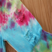 Load image into Gallery viewer, Baby Kid Girls Leopard print Tie Dye Ripped Pants Jeans Wholesale 220402165
