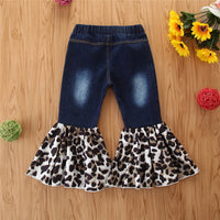Load image into Gallery viewer, Baby Kid Girls Leopard print Tie Dye Ripped Pants Jeans Wholesale 220402165
