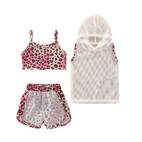 Load image into Gallery viewer, 3 Pieces Set Baby Kid Girls Solid Color Tops And Leopard Camo Love heart Print Tank Tops And Pants Shorts Wholesale 220402168
