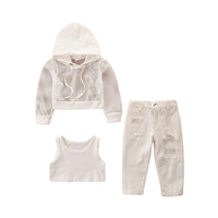 Load image into Gallery viewer, 3 Pieces Set Baby Kid Girls Solid Color Tops And Leopard Camo Love heart Print Tank Tops And Pants Shorts Wholesale 220402168
