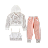 Load image into Gallery viewer, 3 Pieces Set Baby Kid Girls Solid Color Tops And Leopard Camo Love heart Print Tank Tops And Pants Shorts Wholesale 220402168
