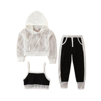 Load image into Gallery viewer, 3 Pieces Set Baby Kid Girls Solid Color Tops And Leopard Camo Love heart Print Tank Tops And Pants Shorts Wholesale 220402168
